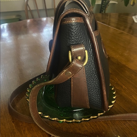 Dooney & Bourke Traditional Deep Blue/Brown Trim Leather Crossbody Bag - Picture 3 of 7